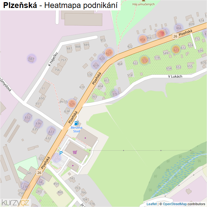 Mapa Plzeňská - Firmy v ulici.