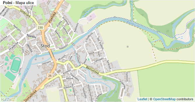 Polní - mapa ulice