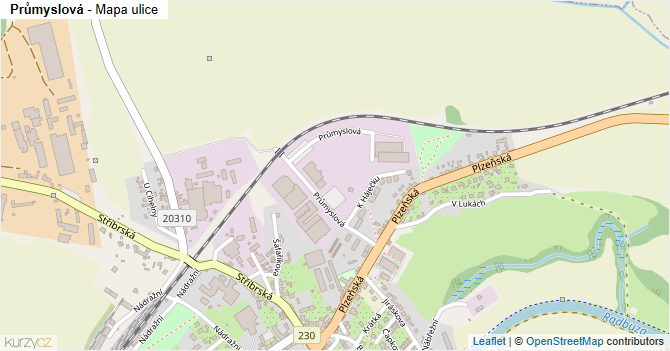 Průmyslová - mapa ulice