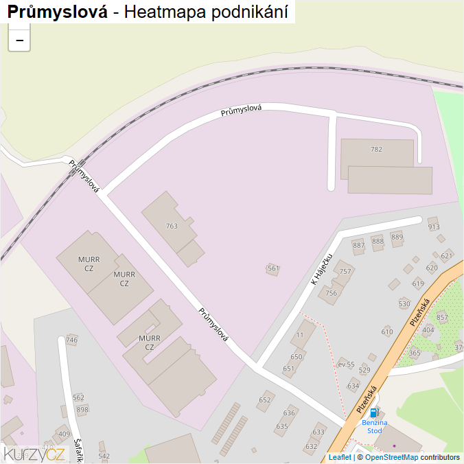 Mapa Průmyslová - Firmy v ulici.