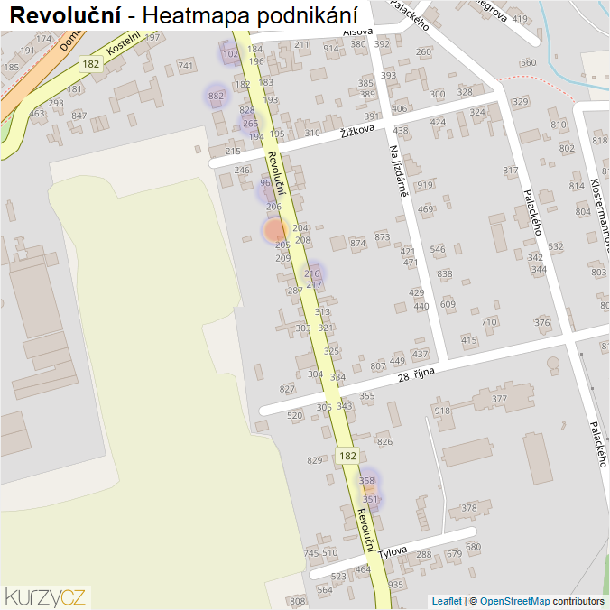 Mapa Revoluční - Firmy v ulici.