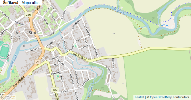 Šeříková - mapa ulice