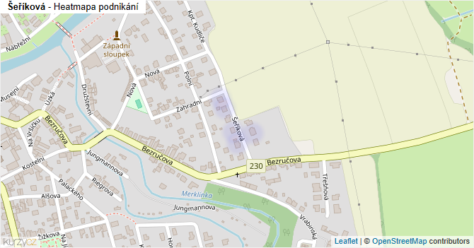 Šeříková - mapa podnikání