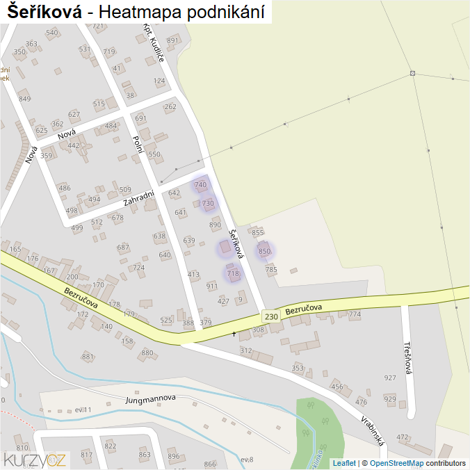 Mapa Šeříková - Firmy v ulici.