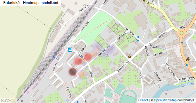 Sokolská - mapa podnikání