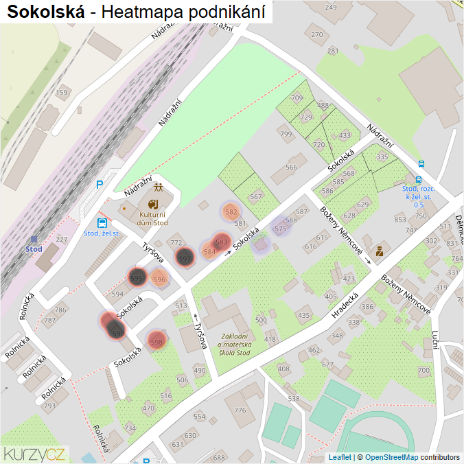 Mapa Sokolská - Firmy v ulici.