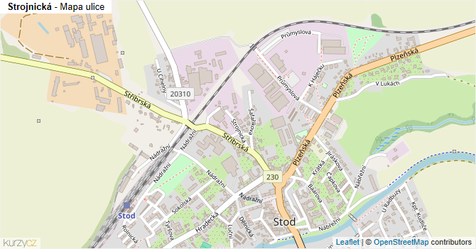 Strojnická - mapa ulice