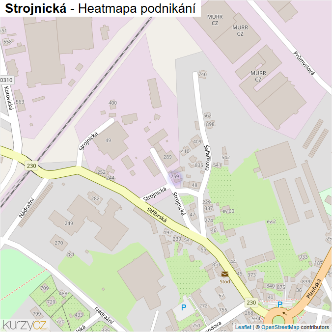 Mapa Strojnická - Firmy v ulici.