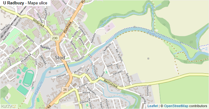 U Radbuzy - mapa ulice
