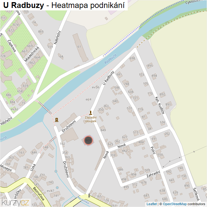 Mapa U Radbuzy - Firmy v ulici.