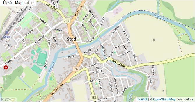 Úzká - mapa ulice