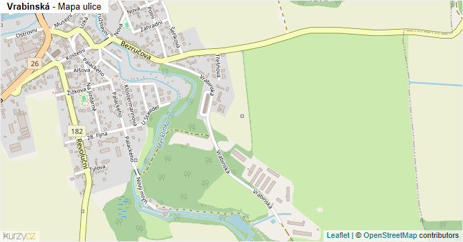 Vrabinská - mapa ulice