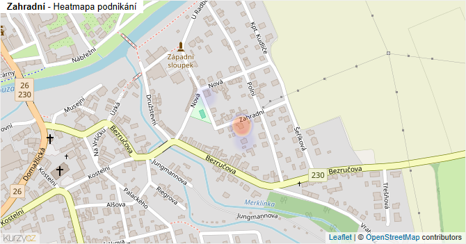 Zahradní - mapa podnikání