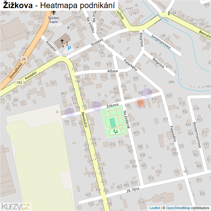 Mapa Žižkova - Firmy v ulici.