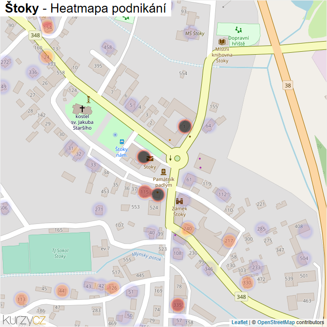 Mapa Štoky - Firmy v obci.