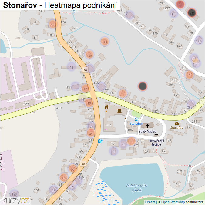 Mapa Stonařov - Firmy v části obce.