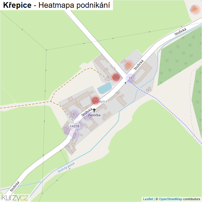 Mapa Křepice - Firmy v části obce.