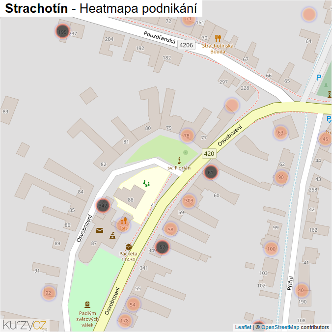 Mapa Strachotín - Firmy v obci.