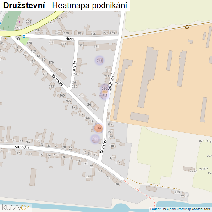 Mapa Družstevní - Firmy v ulici.