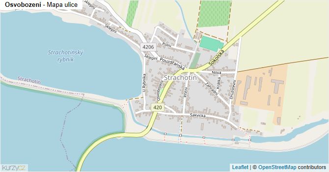 Osvobození - mapa ulice