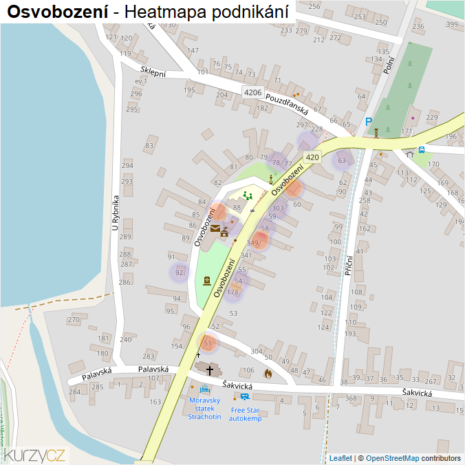 Mapa Osvobození - Firmy v ulici.