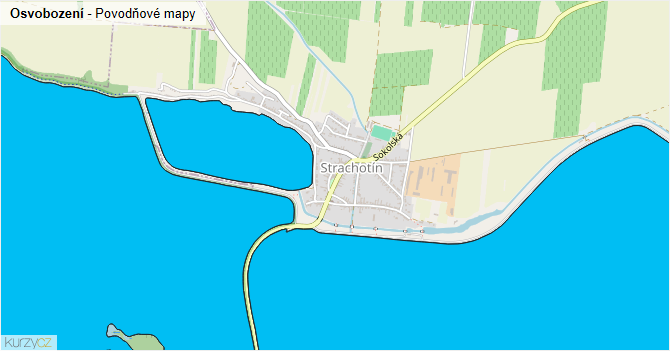 Osvobození - záplavové mapy stoleté vody