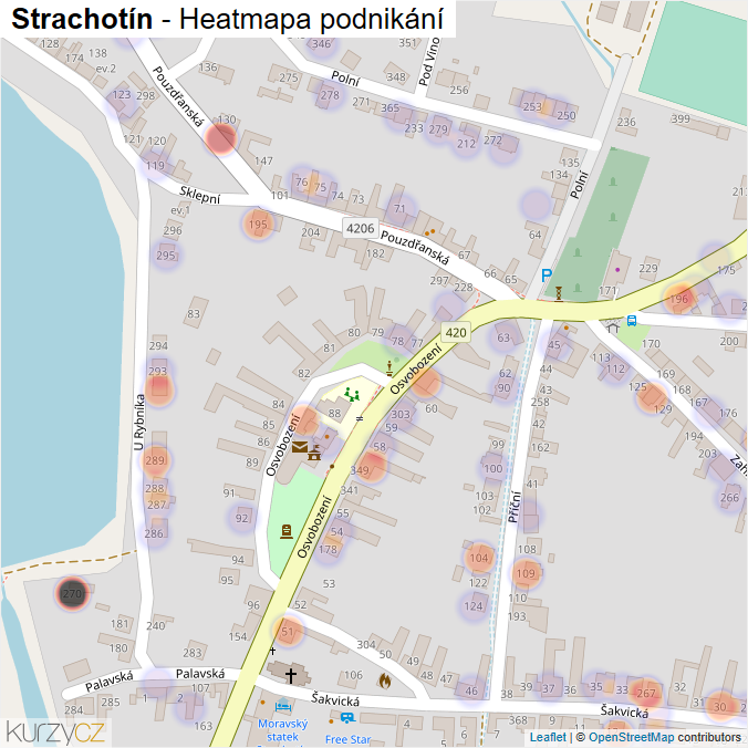 Mapa Strachotín - Firmy v části obce.