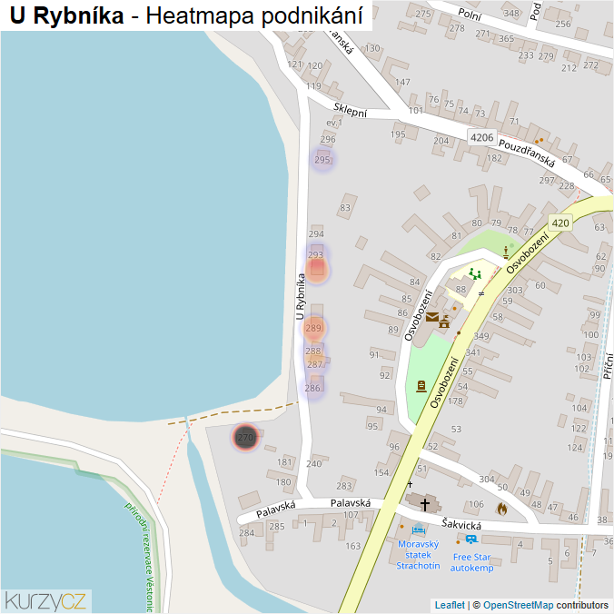 Mapa U Rybníka - Firmy v ulici.