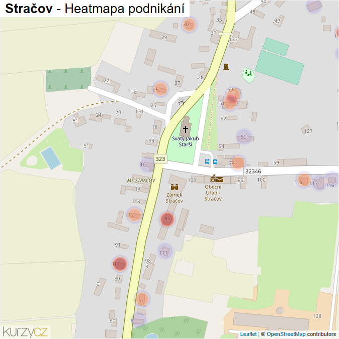 Mapa Stračov - Firmy v části obce.