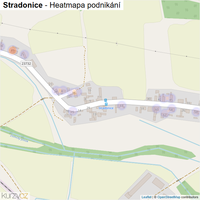Mapa Stradonice - Firmy v části obce.