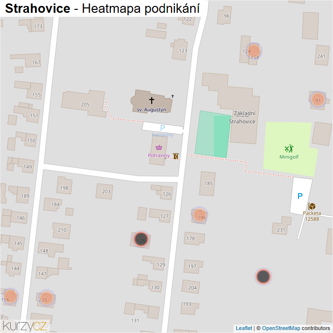 Mapa Strahovice - Firmy v obci.