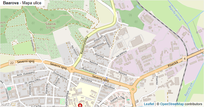 Baarova - mapa ulice