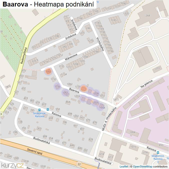 Mapa Baarova - Firmy v ulici.