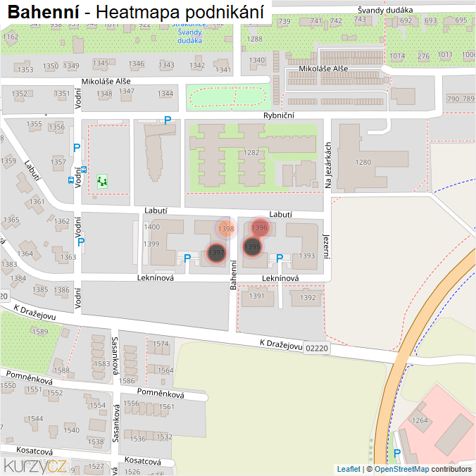 Mapa Bahenní - Firmy v ulici.