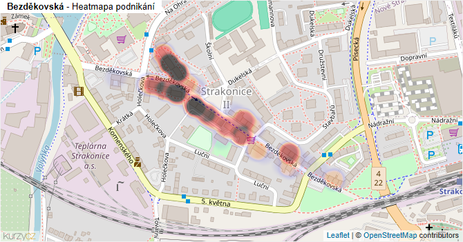 Bezděkovská - mapa podnikání