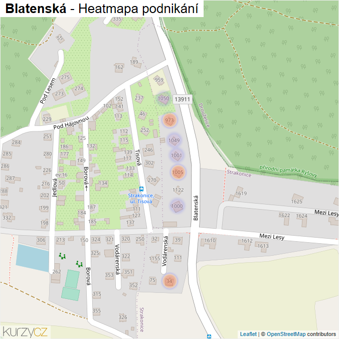 Mapa Blatenská - Firmy v ulici.