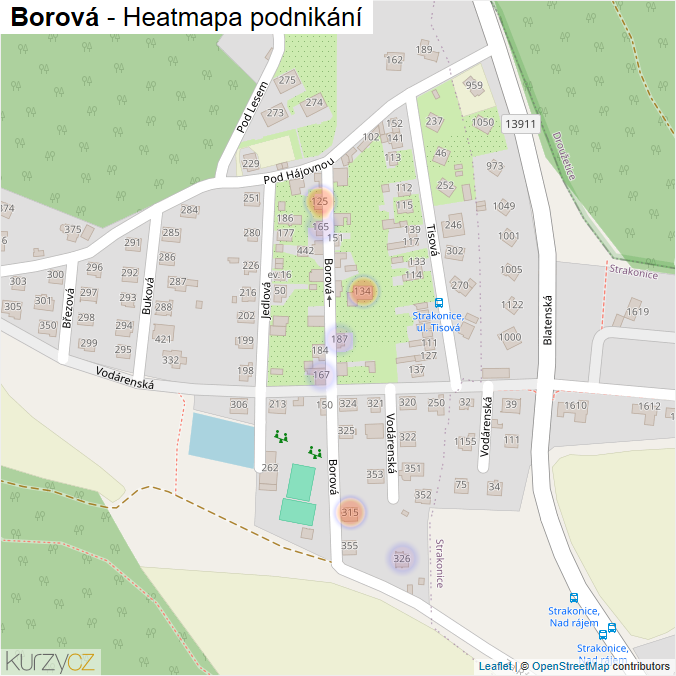 Mapa Borová - Firmy v ulici.