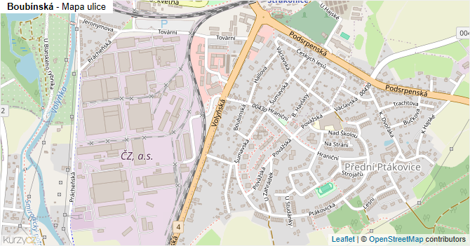 Boubínská - mapa ulice
