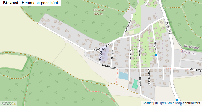 Březová - mapa podnikání