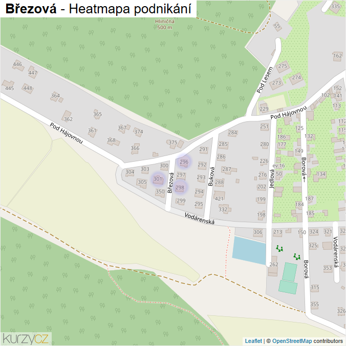 Mapa Březová - Firmy v ulici.
