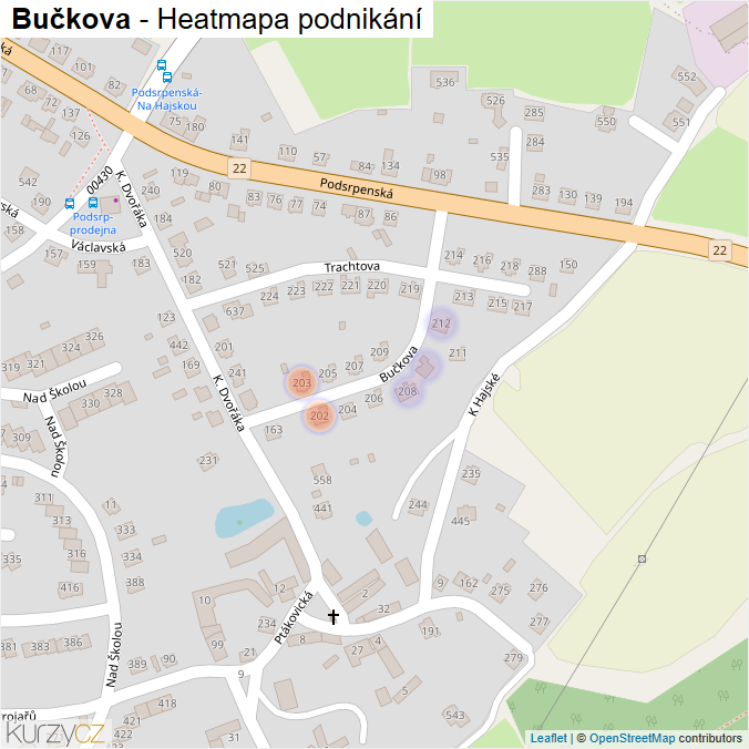 Mapa Bučkova - Firmy v ulici.