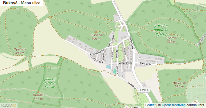 Buková - mapa ulice