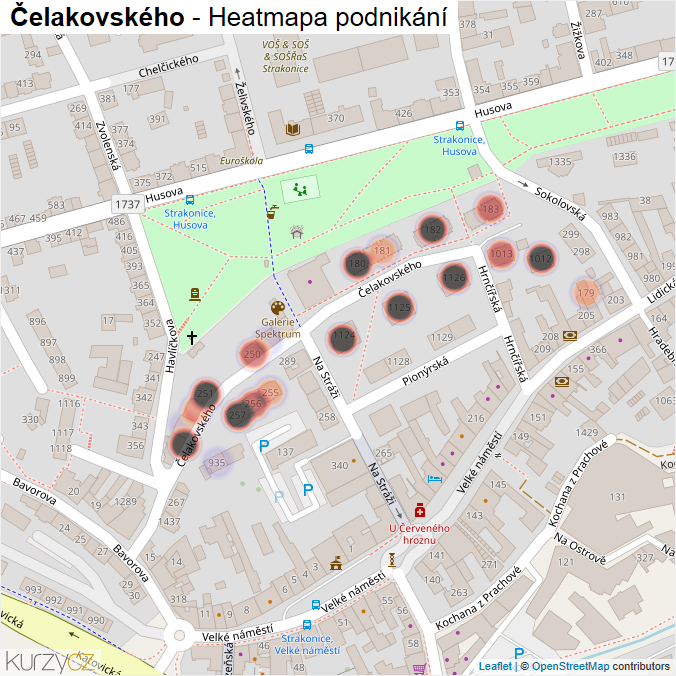 Mapa Čelakovského - Firmy v ulici.
