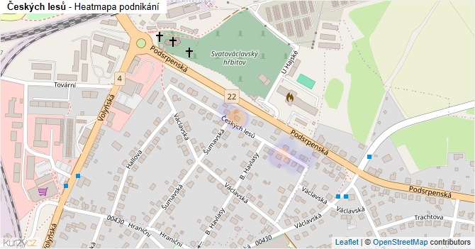 Českých lesů - mapa podnikání
