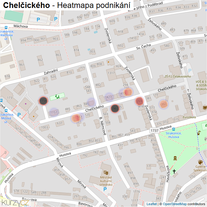 Mapa Chelčického - Firmy v ulici.