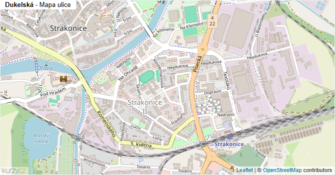 Dukelská - mapa ulice
