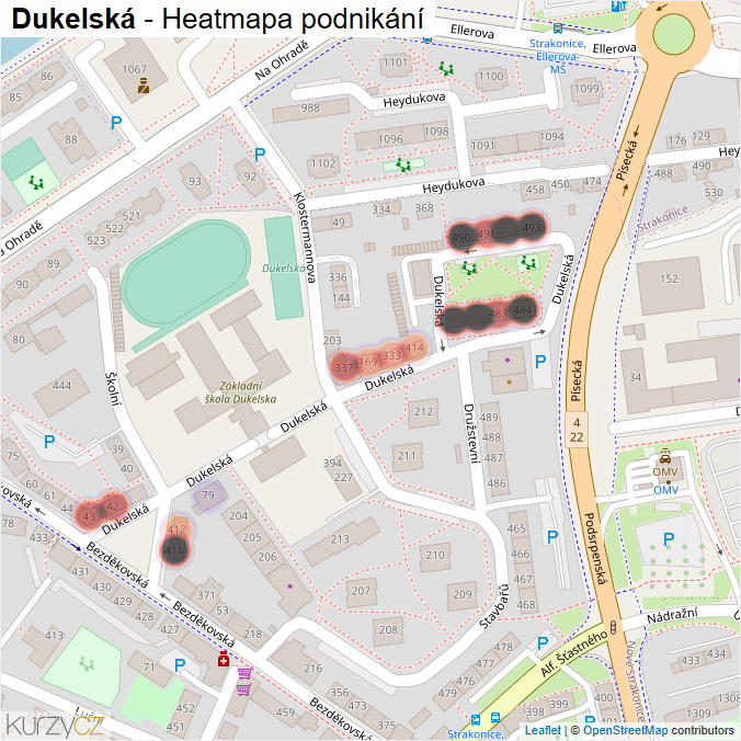 Mapa Dukelská - Firmy v ulici.