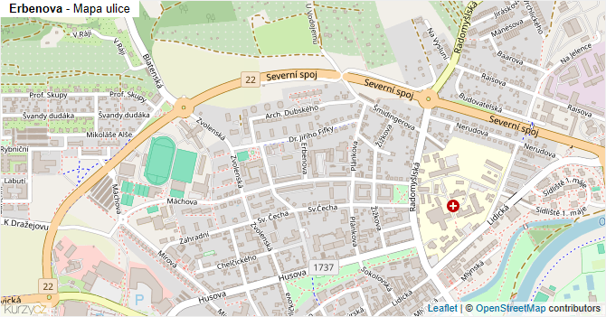 Erbenova - mapa ulice