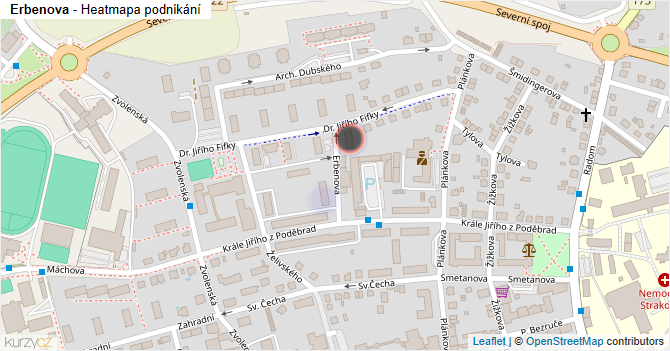 Erbenova - mapa podnikání