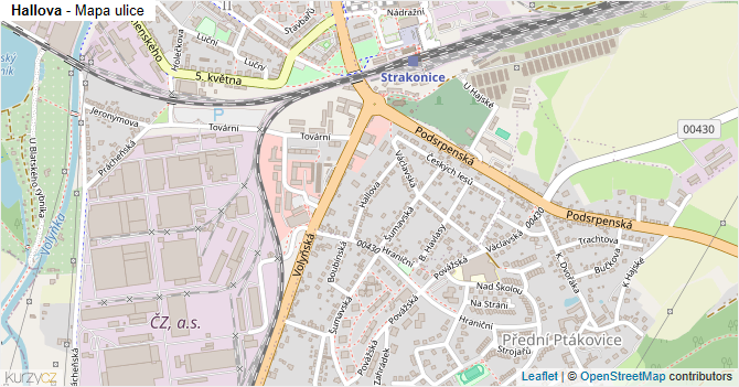 Hallova - mapa ulice